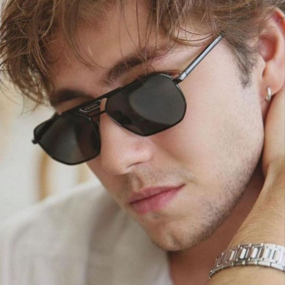 Prada PR58YS 1AB5S0 Sunglasses Black Dark Grey Pilot Metal Unisex - Picture 3 of 14